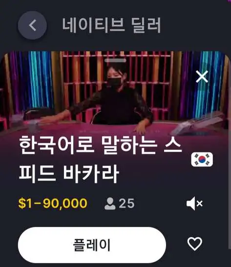 한국인 딜러 스피드 바카라 설명