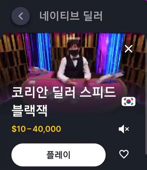 한국인 딜러 스피드 블랙잭 설명